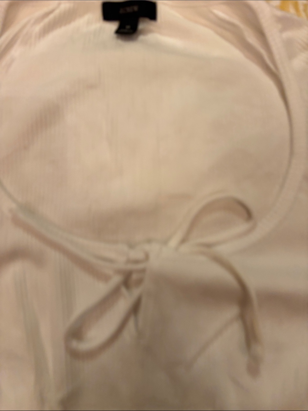 J. Crew White Ribbed Tie-Front Tank Top